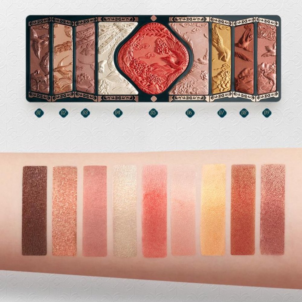 NIB Florasis FLORAL ENGRAVING PHOENIX MAKEUP PALETTE, Orange Brown, discontinued